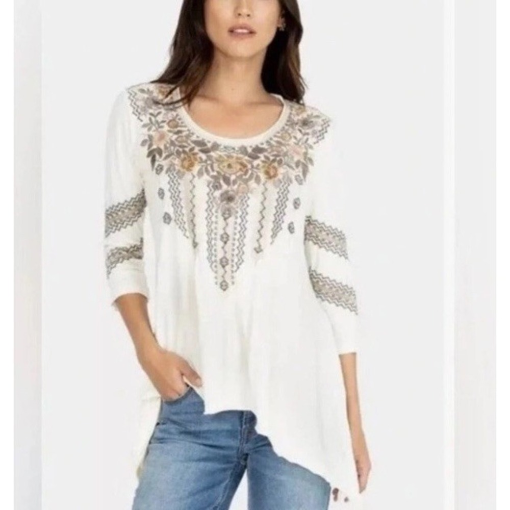 Johnny Was Marushka Embroidered Trapeze Tunic Top Women's Size XS